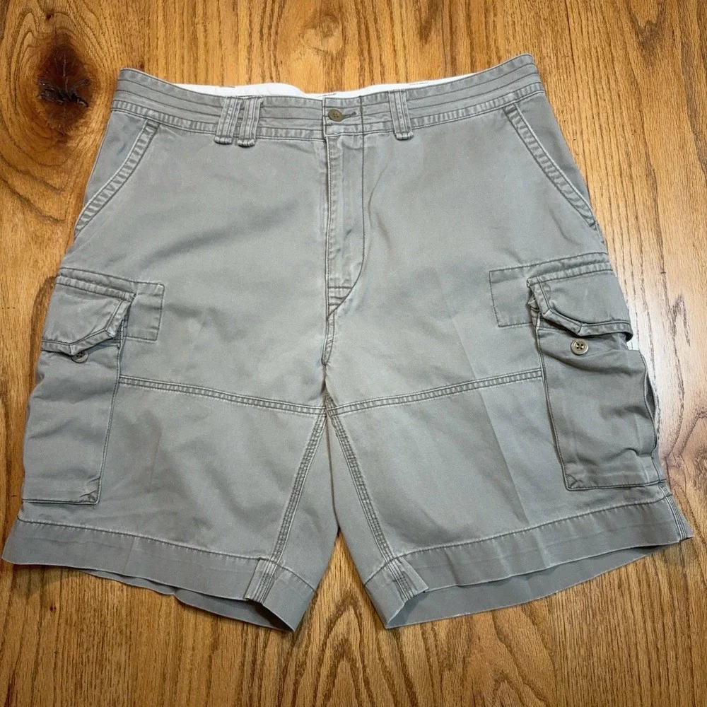 Polo Ralph Lauren Cargo Shorts Mens 38 Grey Classic Chino Flat Front